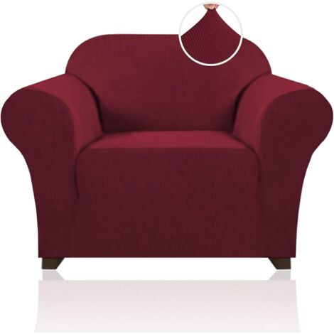 Housse très élastique pour coussin d'assise (fauteuil 1 place, bordeaux)
