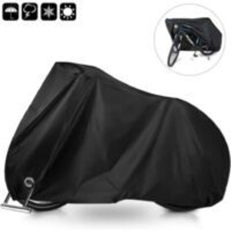 Housse Velo Exterieur Protection, Tissu Oxford 210D Epais Noir Bache Velo Exterieur avec Trou de Verrouillage & Sac de Rangement, 200 x 110 x 70 CM, pour VTT et Vélo de Route