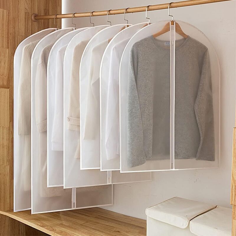 Housse Vetements à Suspendre 2 pièces vêtements suspendus cache-poussière robe de mariée couverture costume manteau sac de rangement clair vêtement