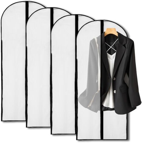 Housse Vetements à Suspendre 4 pièces Blanc Housse robe Longue 120x60cm pour Manteau,Robes,Robe de soirée,Costume