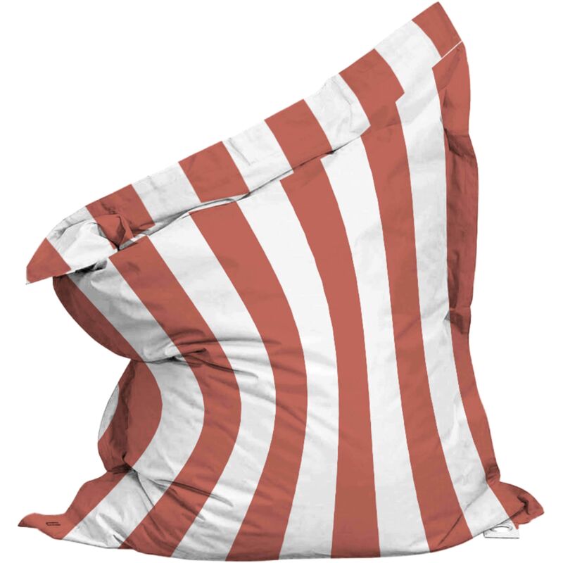 Housse vide de pouf rayé XL imperméable 140x120 cm argile et blanc