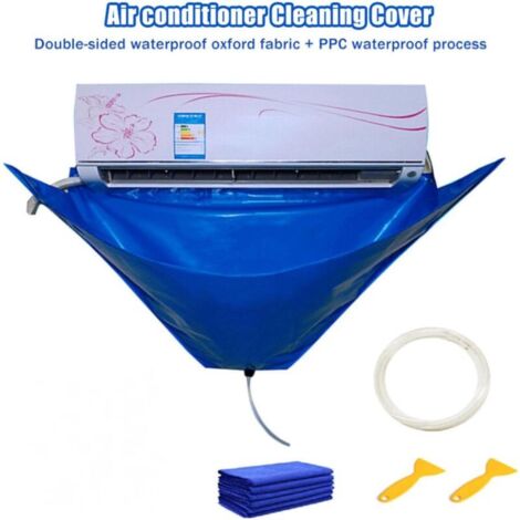 houssenettoyage pour climatisation - Plaquesupport à deux côtés Panneaux étanches Sac service pour climatiseur mural, kit nettoyage pour climatiseur étanche avec tuyau d'ea