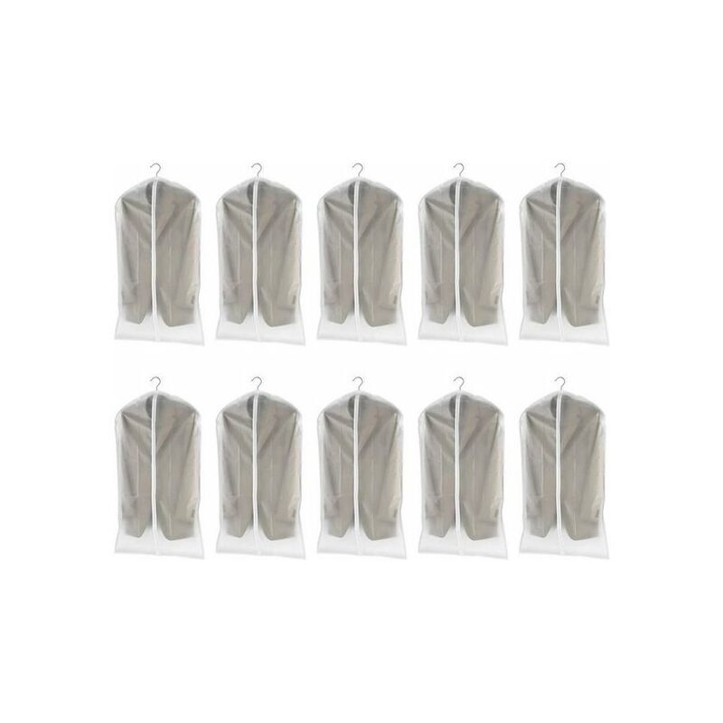 Start - Housses à vêtements Lot de 10 housses à vêtements avec fermeture éclair, 60 x 100 cm, transparentes, respirantes pour robes et costumes