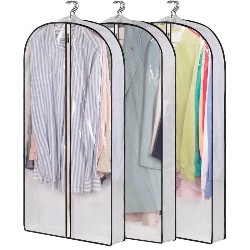 Housses à vêtements suspendues de 40 pouces pour le rangement des vêtements dans les placards, housses transparentes à soufflet de 4 pouces pour