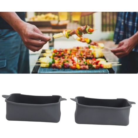 [Housses Anti-Graisse] Accessoire Barbecue - 2 Housses Silicone Réutilisables + Boîte à Fumoir Inox - Pratique, Facile à Nettoyer