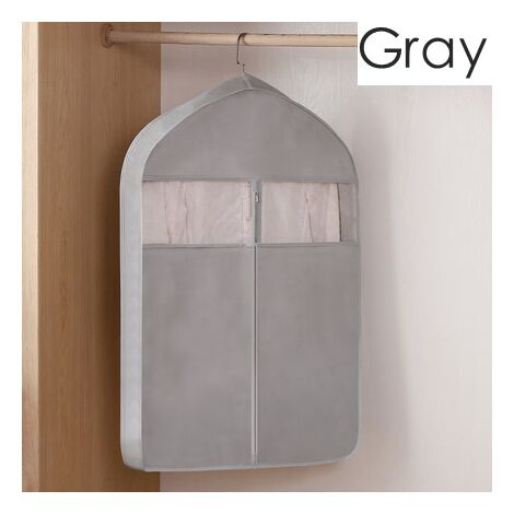 Housses anti-poussière pour vêtements, non tissées, sac de costume, robe de vêtement, protection contre la poussière pour vêtements, organisateur, sacs de rangement pour garde-robe,Gray 60x90cm