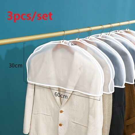 Housses d&39épaule suspendues pour vêtements, 3 pièces, housse anti-poussière pour vêtements 2 &quot, protection contre la poussière pour costume manteaux vestes robe,WHITE,60x30x5cm