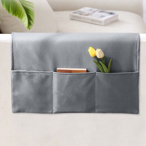 Housses d'accoudoirs imperméables, adaptées aux chaises et aux canapés, avec poches latérales, protections antidérapantes pour meubles, housses d'accoudoirs lavables - gris foncé.