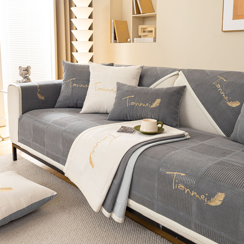 Sinbinta - Housse de canapé 1/2/3/4 places, en forme de l, housse de canapé d'angle, universelle, antidérapante, solide, structurée, ultra