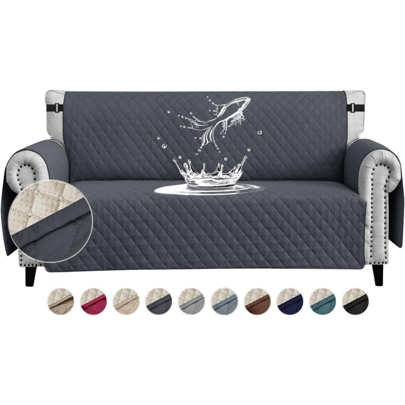 Housses de Canapé Impermeable avec Accoudoirs 3 Places Antidérapante Épaissi Pas Besoin de Laver la Housse de Canapé avec Poches Latérales pour