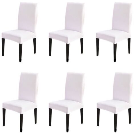 Housses de chaise - 6 pièces - Blanc - Déhoussable - Lavable - Synthétique
