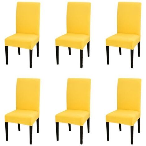 Housses de chaise -  - 6 pièces - Jaune - Déhoussable - Synthétique - Chambre