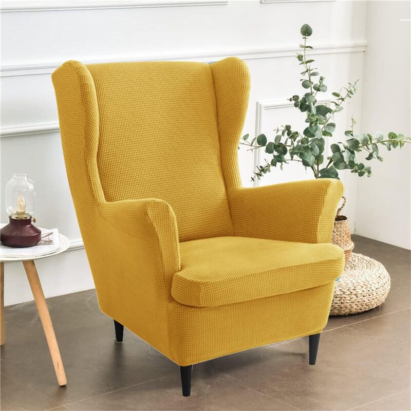 Ensoleille - Housses de chaise à oreilles extensibles, 2 pièces, housses extensibles en velours doux avec fond élastique pour salon et chambre à