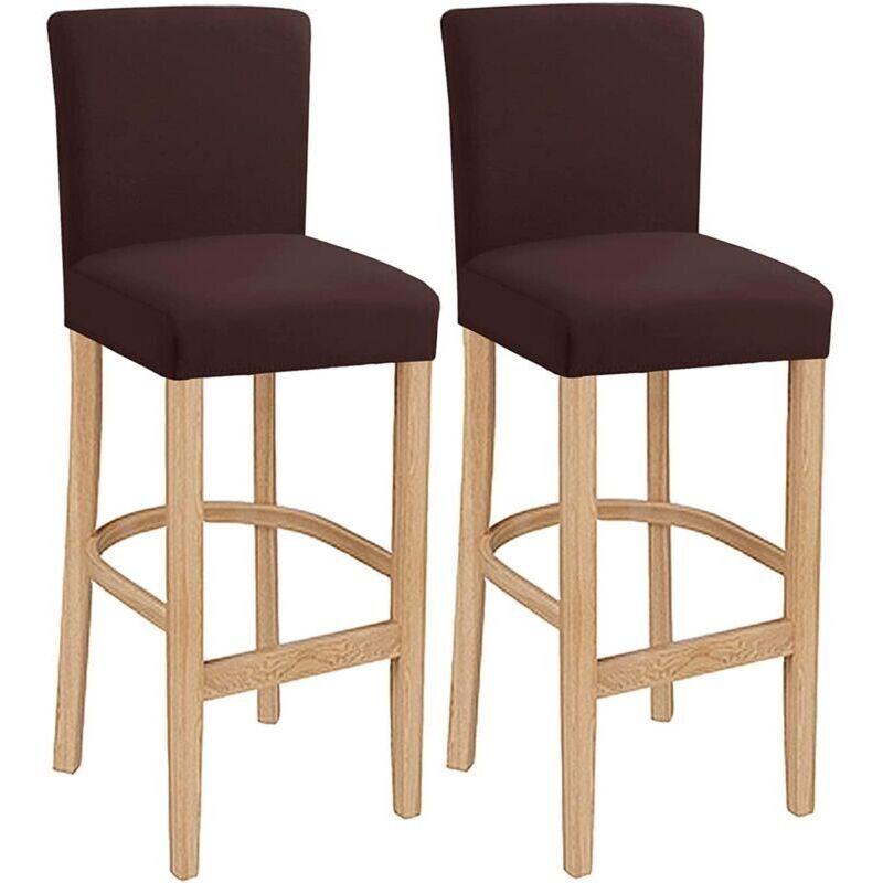 Housses de chaise de bar extensibles, amovibles et lavables, pour chaise de salle à manger pivotante courte (café, lot de 2)