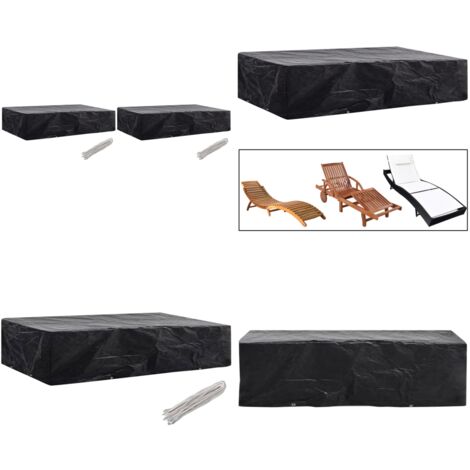 Housses de chaise de jardin 8 œillets 2 pcs 218 x 77 x 55 cm - Housse De Jardin - Protection Meuble Extérieur - Housse Chaise Longue - Housse Table Extérieure - Housse Imperméable - Home & Living