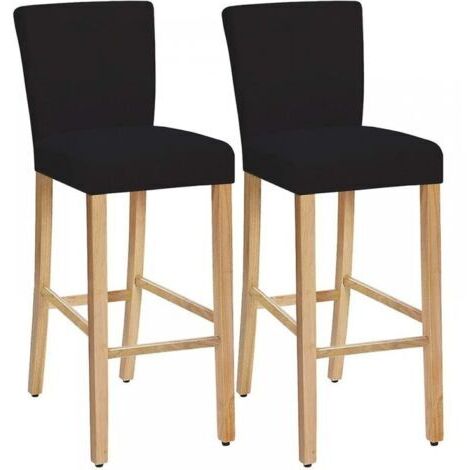 Housses de chaise de salle à manger lavables et amovibles extensibles, housses de tabouret de bar, housses de chaise de bar Housse de siège de comptoir de pub (noir, lot de 2)