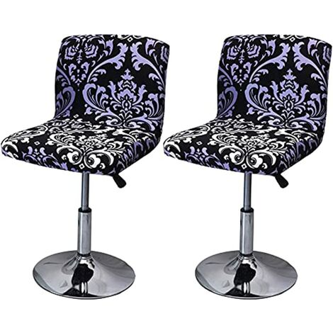 Housses de chaise de tabouret de bar Lot de 2 housses de chaise à dossier bas Housses de siège en polyester extensible Protecteur de chaise pivotant amovible pour chaise de bar, bureau, salle à manger
