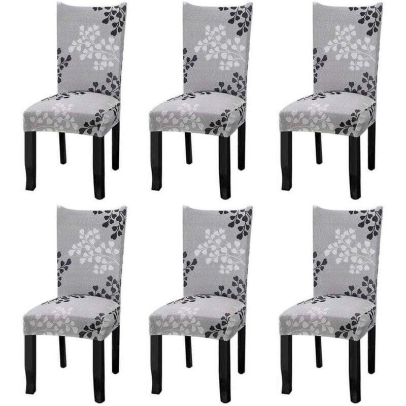Litzee - Housses de chaise extensibles universelles lot de 6 housses de chaise pour chaise salle à manger feuilles d'automne