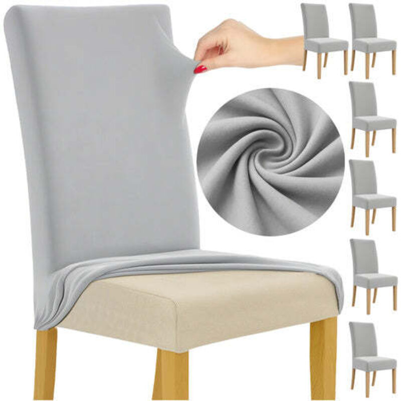 Housses de chaise gris clair lot de 6