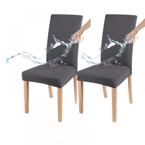 Housses de chaise imperméables, adaptées à toutes les saisons, couleur unie, faciles à nettoyer, gris foncé (lot de deux)