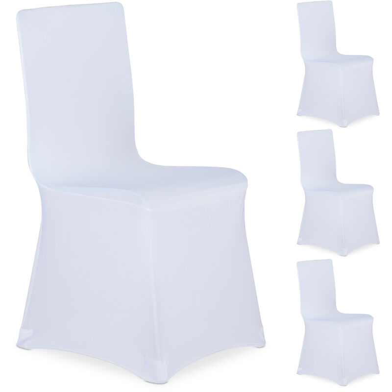 Housses de chaise, lot de 4, extensible, universel, lavable, décoration de mariage, banquet, blanc