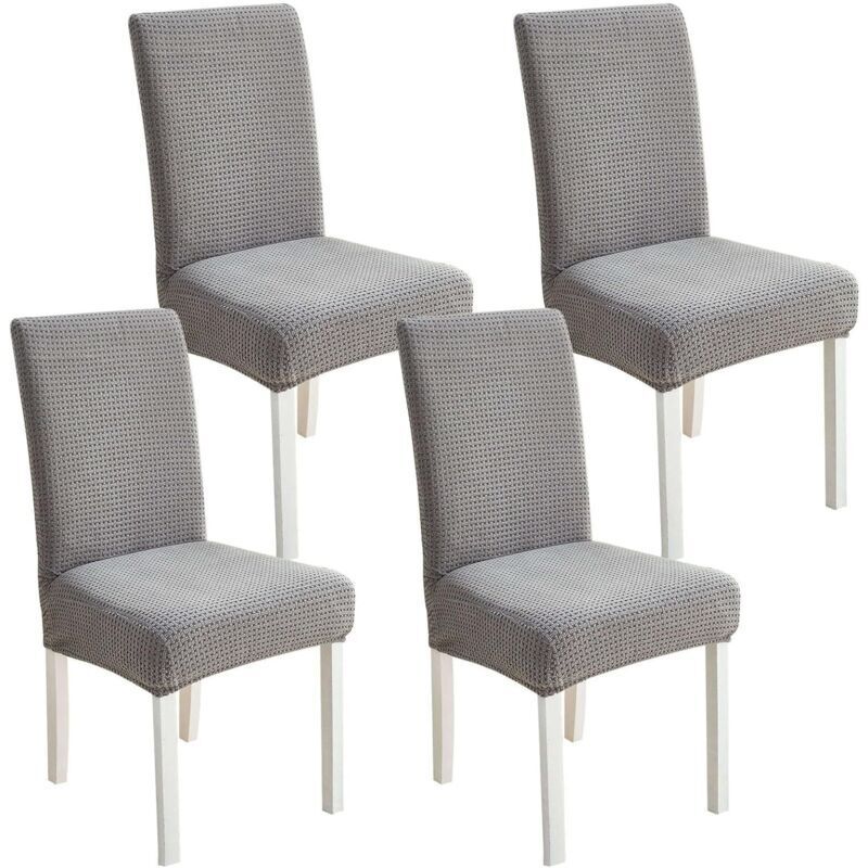 Housses de chaise, lot de 4, universelles, extensibles, épaisses et élastiques, résistantes aux taches, grises