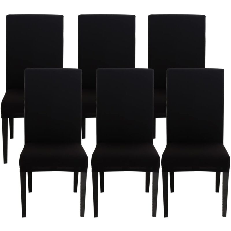 Housse de chaise Noir hauteur 60-75cm 6Pcs