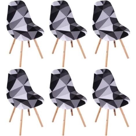 Housses de chaise scandinaves - Lot de 6 - Gris - Extensibles et déhoussables