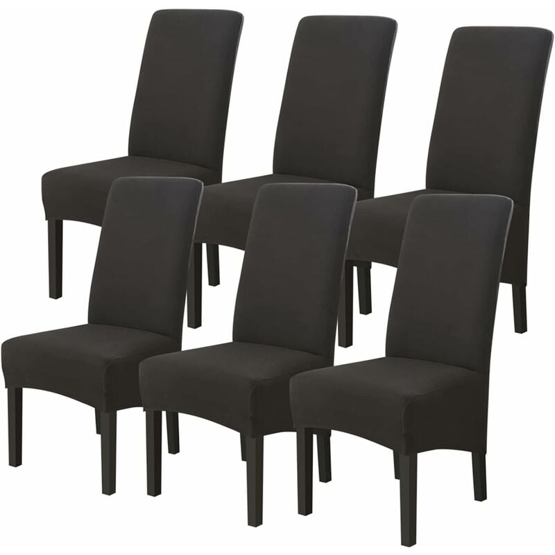 Tinor - Housses de Chaises 6 pièces Grand Taille Noir,Housses pour Chaises de Salle a Manger Universelle, Couverture Couvre de Chaise Salon Moderne