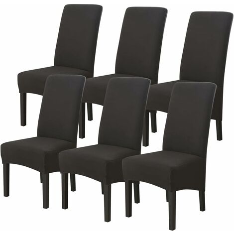 Housses de Chaises 6 pièces Grand Taille Noir,Housses pour Chaises de Salle a Manger Universelle, Couverture Couvre de Chaise Salon Moderne pour Mariage Reunion