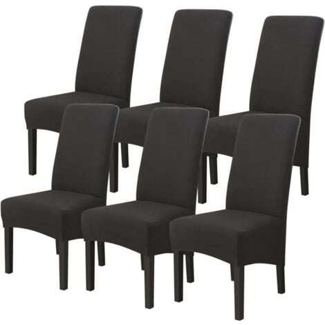 SHINING HOUSE Housses de Chaises 6 pièces Grand Taille Noir,Housses pour Chaises de Salle a Manger Universelle, Couverture Couvre de Chaise Salon Moderne pour Mariage Reunion