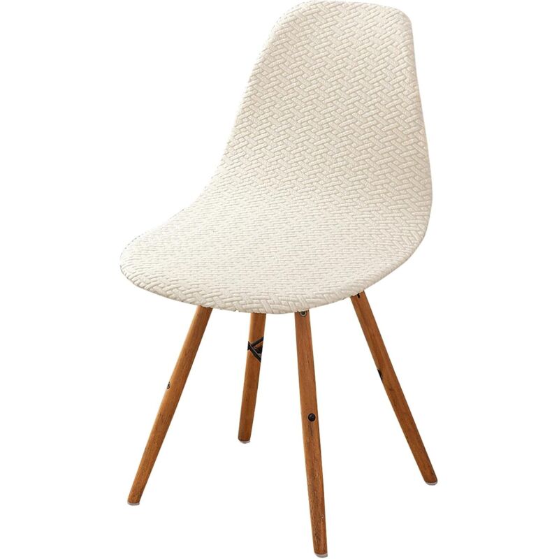 Housses de chaises de salle à manger scandinaves, housses de chaises de cuisine élastiques, ensemble beige 2 pièces
