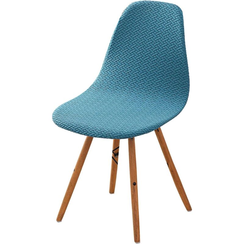 Housses de chaises de restaurant scandinaves, housses de chaises de cuisine élastiques, ensemble deux pièces bleu ciel