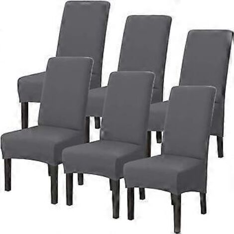Housses de chaises de salle à manger extensibles, grande taille, lot de 6, grises, housses de chaises à dossier haut pour chaises modernes, idéales pour un mariage ou un salon.
