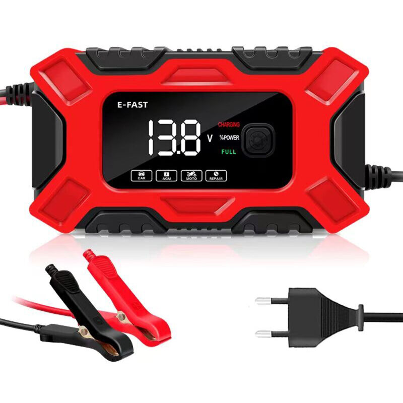 Chargeurs de batterie de voiture E-FAST 12 V/6 A, entièrement automatiques,chargeurs d'entretien portables à 3 étapes, désulfateur de batterie pour