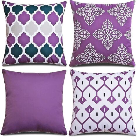 Housses de coussin 45 x 45 cm (lot de 4), housses de coussin décoratives pour canapé et chambre, violet