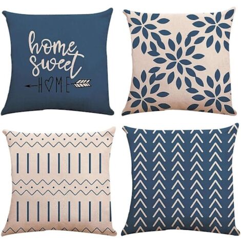 Housses de coussin 50x50 cm, coussins de canapé modernes, housses de coussin décoratives en lin pour canapé, lit et voiture (bleu clair, 50x50 cm, lot de 4)