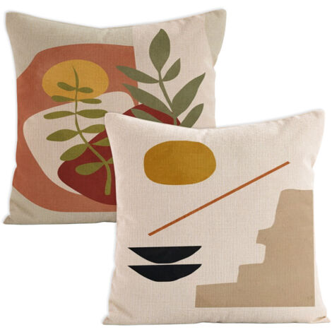 Housses de coussin bohèmes 45x45 cm (lot de 2), housses de coussin abstraites, housse de coussin soleil à motif géométrique, housses de coussin décoratives bohèmes