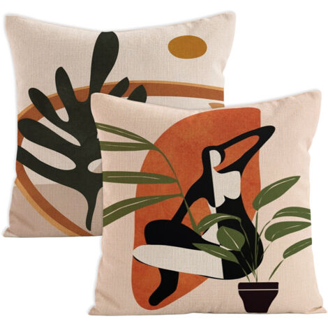 Housses de coussin bohèmes 45x45 cm (lot de 2), housses de coussin abstraites, housse de coussin soleil à motif géométrique, housses de coussin décoratives bohèmes