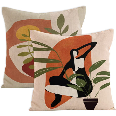 Housses de coussin bohèmes 45x45 cm (lot de 2), motif soleil géométrique, housses de coussin décoratives bohèmes