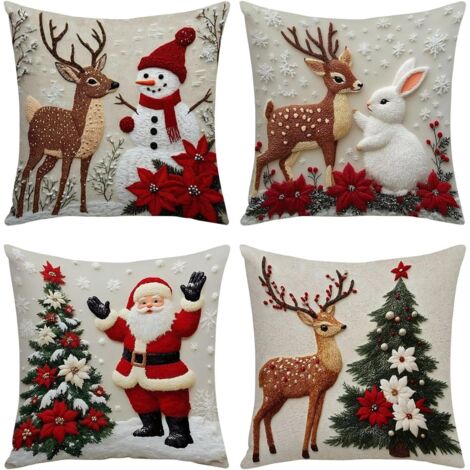 Housses De Coussin Décoratif De Noël - Housse De Coussin Rouge Et Doux -
