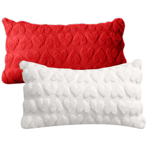 Housses de coussin décoratives « Amour » pour la Saint-Valentin, 45 x 45 cm, lot de 2, rouges, douces et moelleuses, style champêtre, pour la décoration printanière et les fêtes de fin d'année.