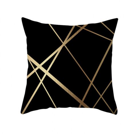 Housses de coussin décoratives en velours noir 45 x 45 cm, taies d'oreiller géométriques dorées, pour salon, chambre à coucher, banc, canapé, lot de 2