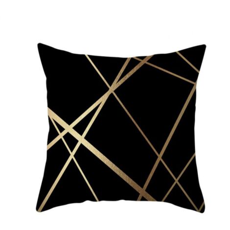 Housses de coussin décoratives en velours noir 45 x 45 cm, taies d'oreiller géométriques dorées, pour salon, chambre à coucher, banc, canapé, lot de 2
