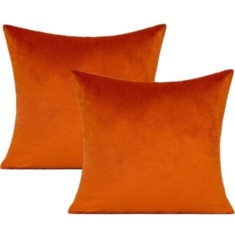 Housses de coussin décoratives en velours orange brûlé pour Thanksgiving, 45 x 45 cm