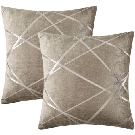 Housses de coussin décoratives pour canapé, housses de coussin épaisses pour coussin de canapé, coussins carrés gris luxueux (lot de 2) - 50x50 cm