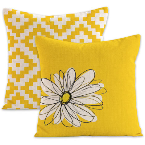Housses de coussin décoratives printemps-été pour canapé, lit, voiture, maison, 45 x 45 cm, lot de 2, motif géométrique noir et blanc