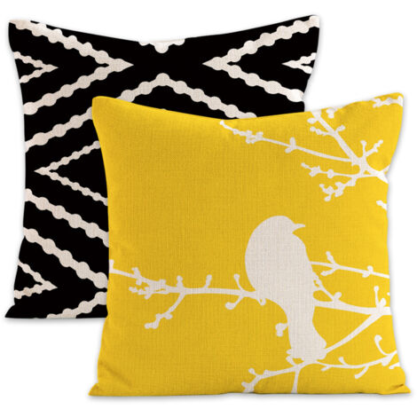 Housses de coussin décoratives printemps-été pour canapé, lit, voiture, maison, 45 x 45 cm, lot de 2, motif géométrique noir et blanc