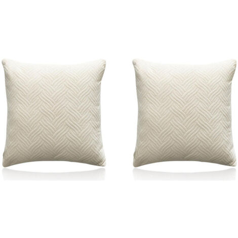 Housses de coussin décoratives (sans garniture), 45 x 45 cm, adaptées aux canapés et aux lits, en coton matelassé, doux, lot de 2, blanc cassé.