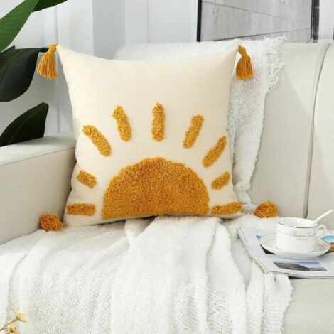 Housses de coussin décoratives tissées et touffetées avec pompons, style moderne pour canapé, décoration intérieure, 45 x 45 cm